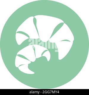 Two croissants, icon illustration, vector on white background Stock Vector