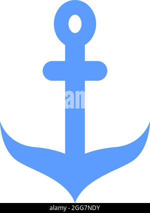 Blue sea anchor, icon illustration, vector on white background Stock Vector