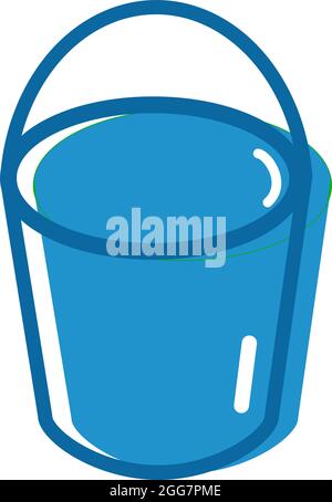 Blue bucket, icon illustration, vector on white background Stock Vector