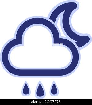 Light night rain, icon illustration, vector on white background Stock Vector