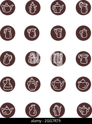 Interesting teapots, illustration, on a white background. Stock Vector