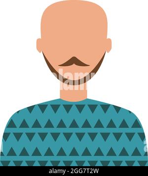 Bald man in blue sweater, illustration, on a white background. Stock Vector