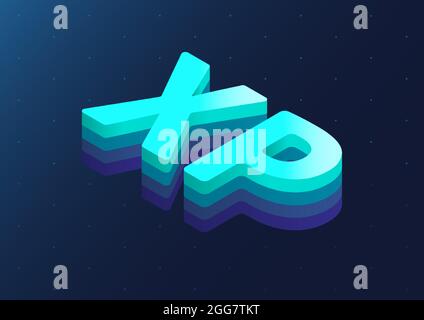 3d isometric word XP as vector illustration. Extreme Programming software development methodology concept. Stock Vector