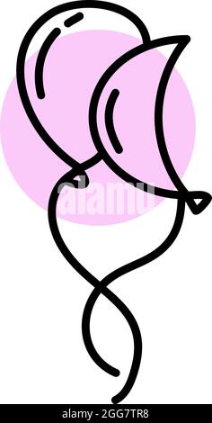 Two pink balloons, illustration, on a white background. Stock Vector