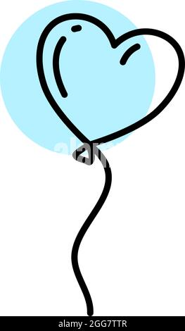 Blue heart shaped balloon, illustration, on a white background. Stock Vector