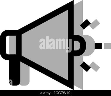 Grey megaphone, illustration, on a white background. Stock Vector