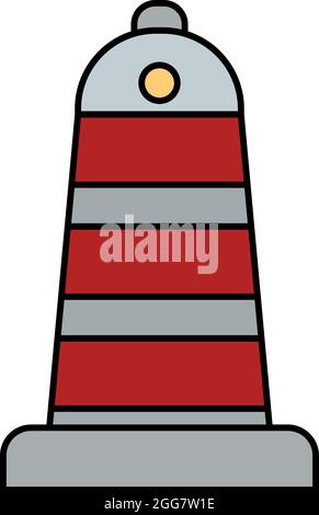 Tall red lighthouse, illustration, on a white background. Stock Vector