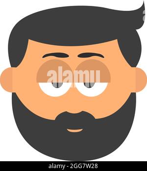 Man with dark hair and beard, illustration, on a white background. Stock Vector