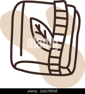 Book with a leaf and bookmark, illustration, on a white background. Stock Vector