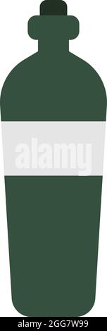 Green tequila bottle, illustration, on a white background. Stock Vector