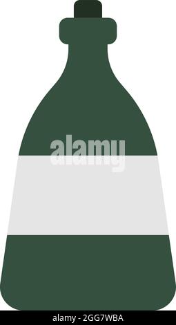 Green rum bottle, illustration, on a white background. Stock Vector