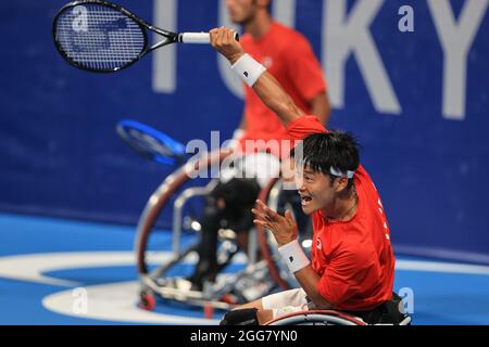 Tokyo, Japan. 29th Aug, 2021. Takuya Miki (JPN) Wheelchair Tennis : Men's Doubles 2st Round during the Tokyo 2020 Paralympic Games at the Ariake Tennis Park in Tokyo, Japan . Credit: AFLO SPORT/Alamy Live News Stock Photo
