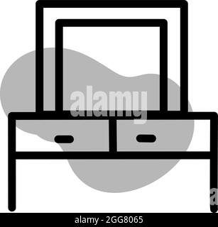 Vanity with mirror, illustration, on a white background. Stock Vector