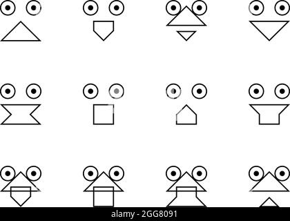 Set of emoticon faces, illustration, on a white background. Stock Vector