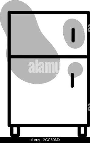 Black refrigerator, illustration, on a white background. Stock Vector