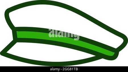 Sailor green hat, illustration, on a white background. Stock Vector