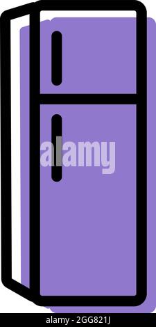 Purple refrigerator, illustration, on a white background. Stock Vector