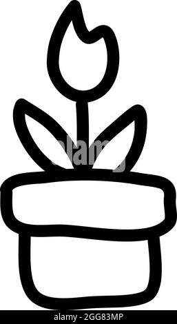 Daisy flower in pot, illustration, on a white background. Stock Vector
