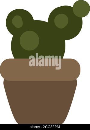 Round cactus in pot, illustration, on a white background. Stock Vector