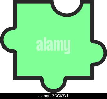 Green jigsaw piece of puzzle, illustration, on a white background. Stock Vector