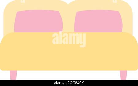 Yellow double bed, illustration, on a white background. Stock Vector