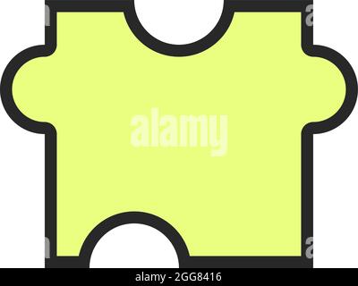 Yellow cryptic puzzle piece, illustration, on a white background. Stock Vector