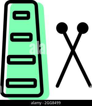 Green xylophone , illustration, on a white background. Stock Vector