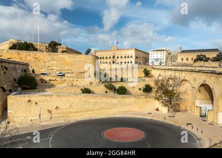 Malta, South Eastern Region, Valletta, City walls and old town architecture Stock Photo