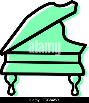 Green piano, illustration, on a white background. Stock Vector