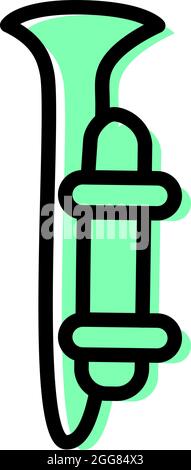 Green trumpet, illustration, on a white background. Stock Vector