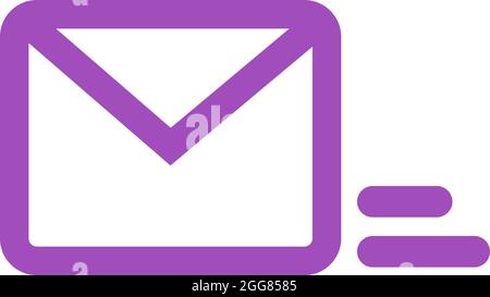 Purple mail icon, illustration, on a white background. Stock Vector