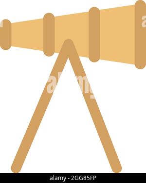 Golden telescope, illustration, on a white background. Stock Vector