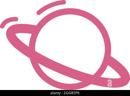Pink planet saturn, illustration, on a white background. Stock Vector