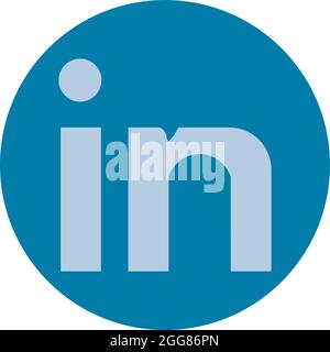 Blue linked in sign, illustration, on a white background. Stock Vector