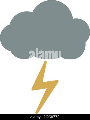 Grey cloud with lightning, illustration, on a white background. Stock Vector