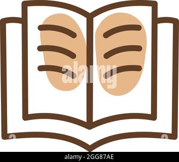 One brown open book, illustration, vector on a white background. Stock Vector