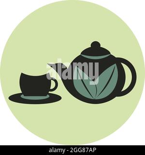 Tea kettle and cup, illustration, on a white background. Stock Vector