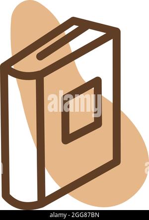 One brown book, illustration, vector on a white background. Stock Vector