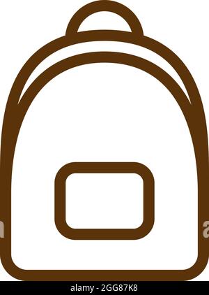 Brown school bag, illustration, vector on a white background. Stock Vector
