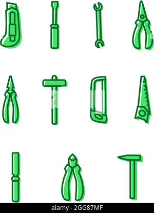 Basic tools, illustration, vector on a white background. Stock Vector