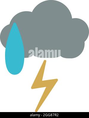 Grey thunderstorm cloud, illustration, on a white background. Stock Vector