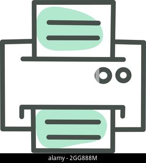 Blue paper printer, illustration, vector on a white background. Stock Vector