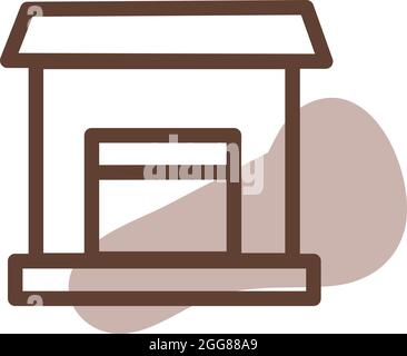 Simple brown building, illustration, vector on a white background. Stock Vector