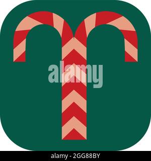 Two christmmas candies, illustration, vector on a white background. Stock Vector