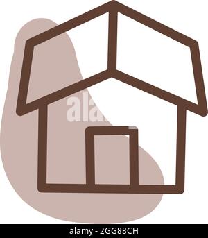 Simple brown house building, illustration, vector on a white background. Stock Vector