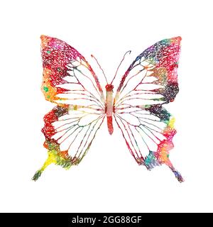 Abstraction multicolored butterflies. Multi-colored blots. Mixed media. Vector illustration Stock Vector