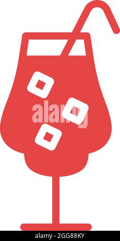 Coctail in tall glass with three ice cubes, illustration, vector on a white background. Stock Vector