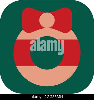 Christmas wreath, illustration, vector on a white background. Stock Vector