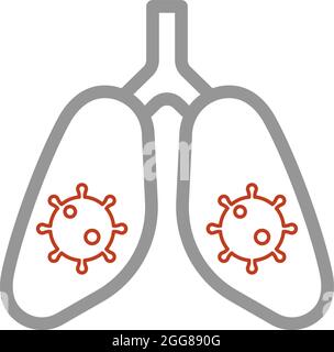 Covid in the lungs, illustration, vector on a white background. Stock Vector