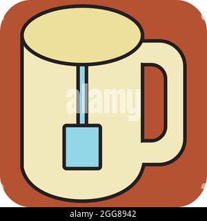 Tea glass mug, illustration, vector on a white background. Stock Vector